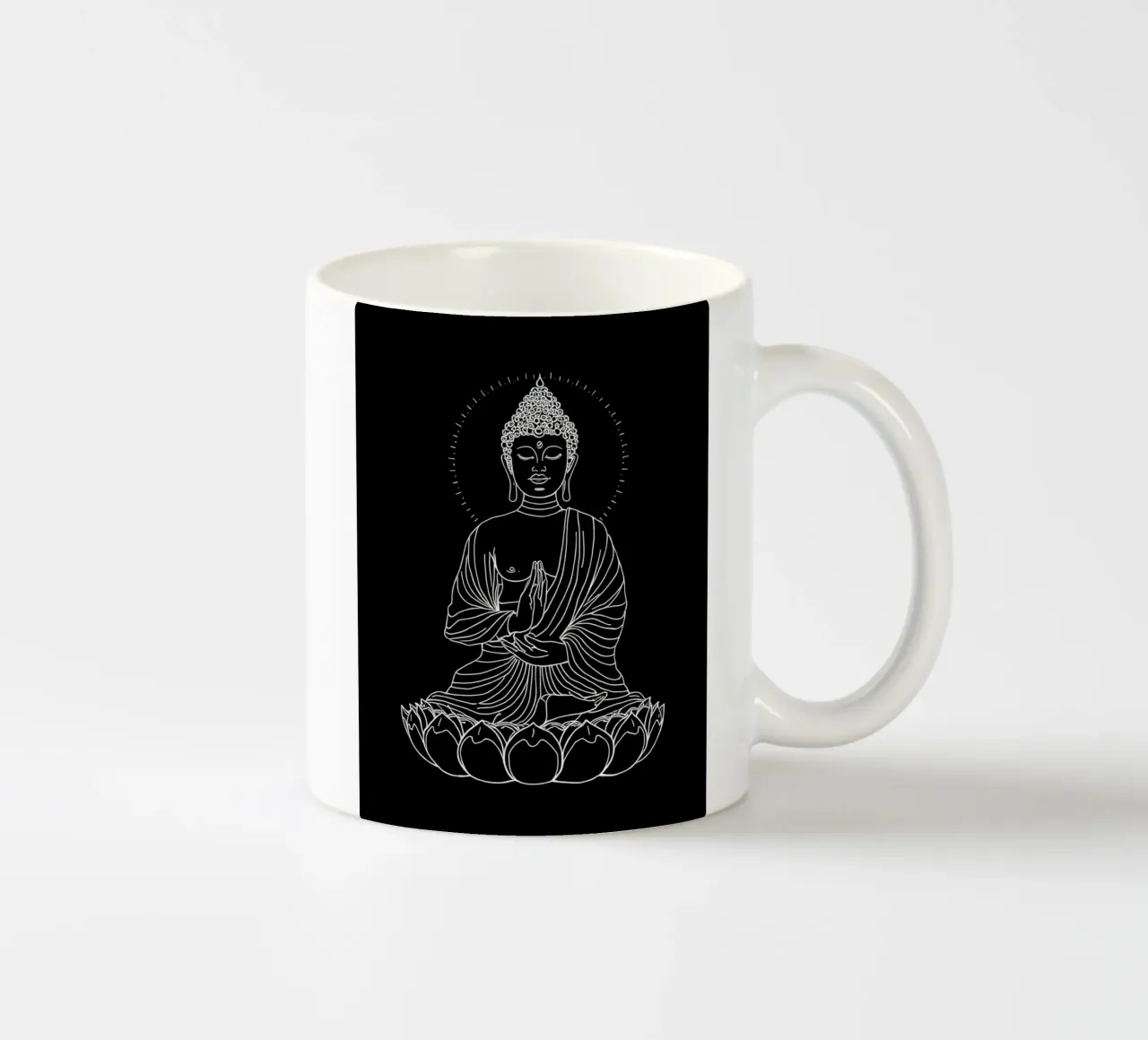 Buddha Schwarz Weiß tazza in ceramica da kosinsart.gallery