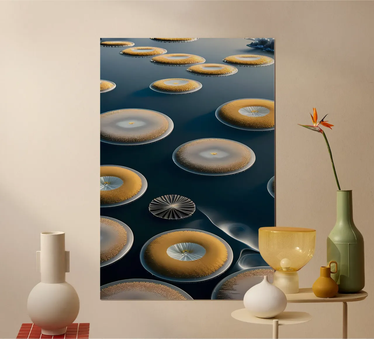 Eisblumen im Wasser poster with wooden frame by kosinsart.gallery