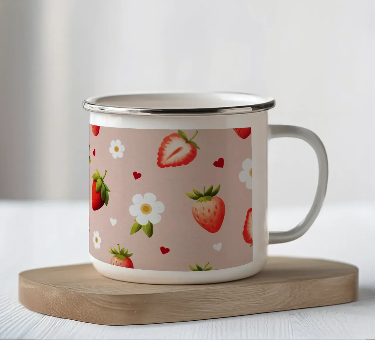 Strawberries II emaille mok van Vivi Nicolin