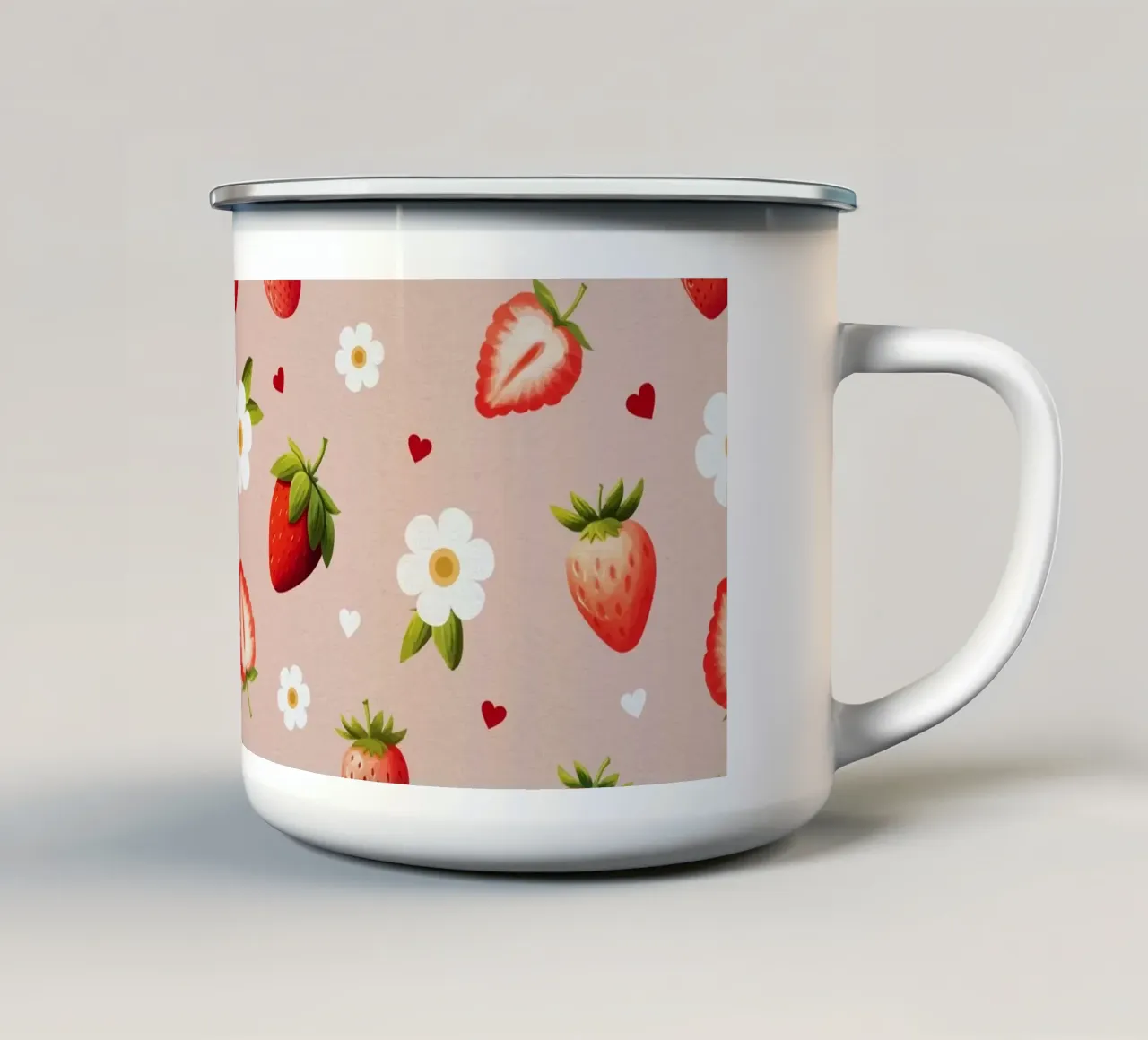 Strawberries II emaille mok van Vivi Nicolin