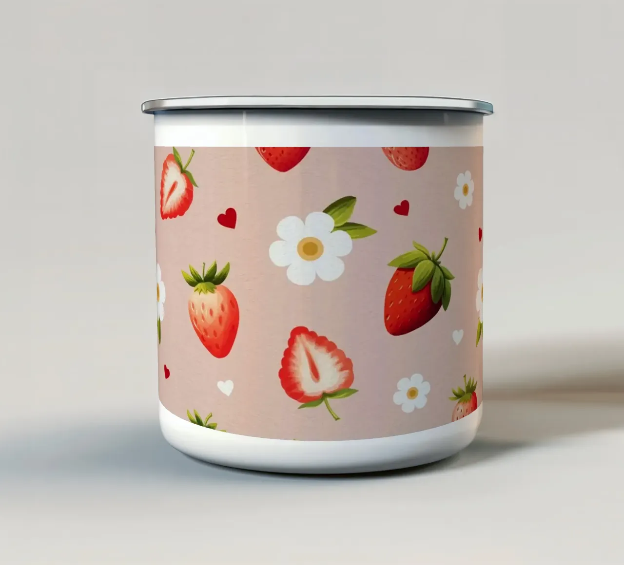 Strawberries II emaille mok van Vivi Nicolin