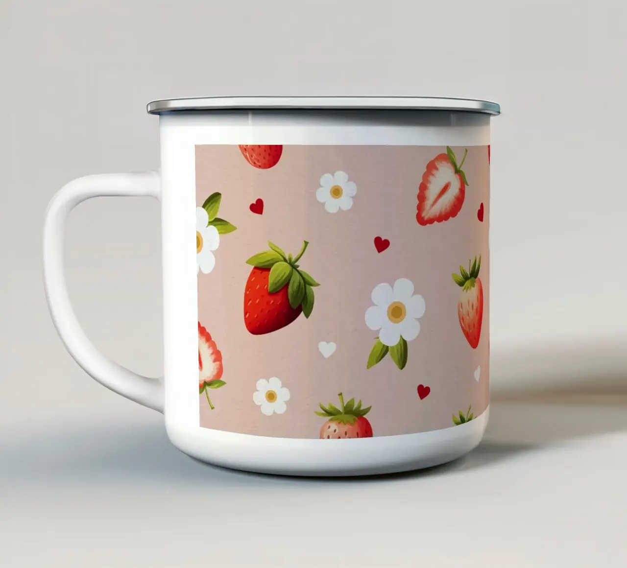 Strawberries II emaille mok van Vivi Nicolin