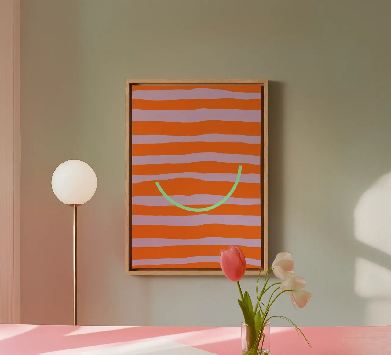 green smile. (how beautiful you are:) canvas met Baklijst van FRICKE DESIGN