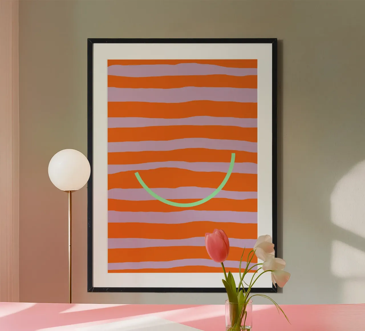 green smile. (how beautiful you are:) poster con telaio in legno da FRICKE DESIGN