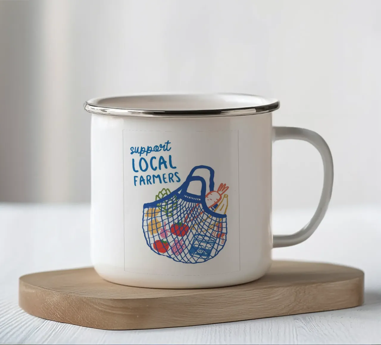 Support Local Farmers taza de esmalte de ramosashop