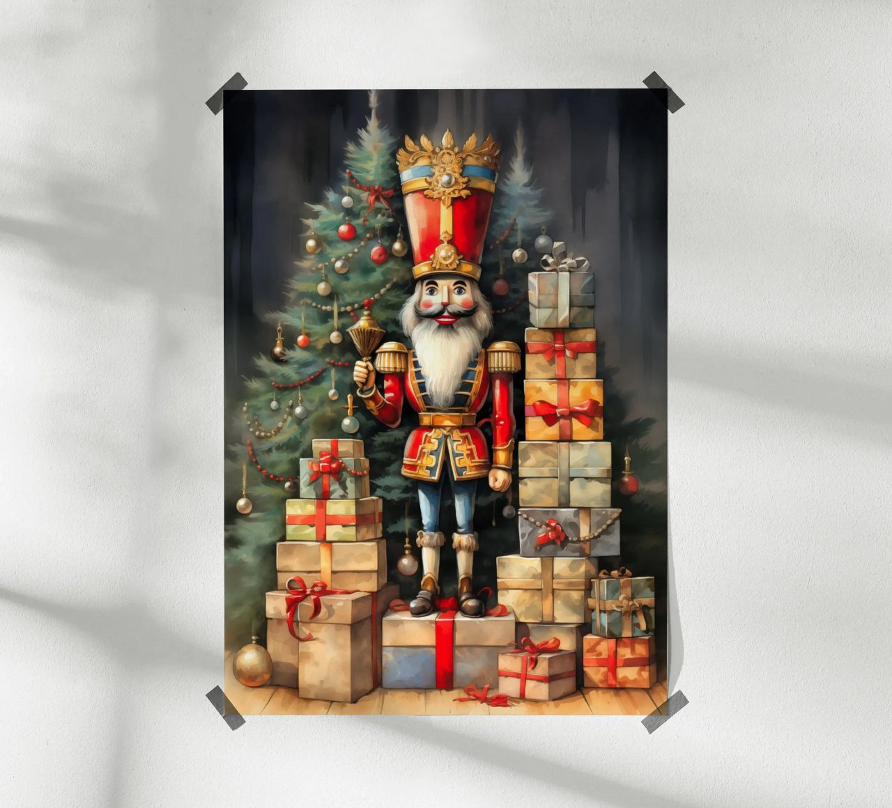Kerst Notenkraker poster met houten frame van Fleur de Lys