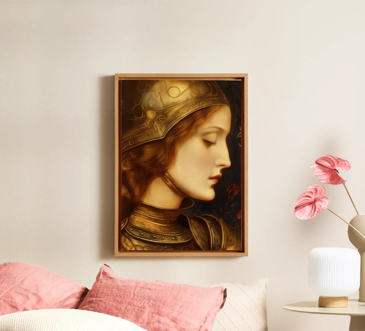 Joan of Arc canvas with Floater frame by Fleur de Lys