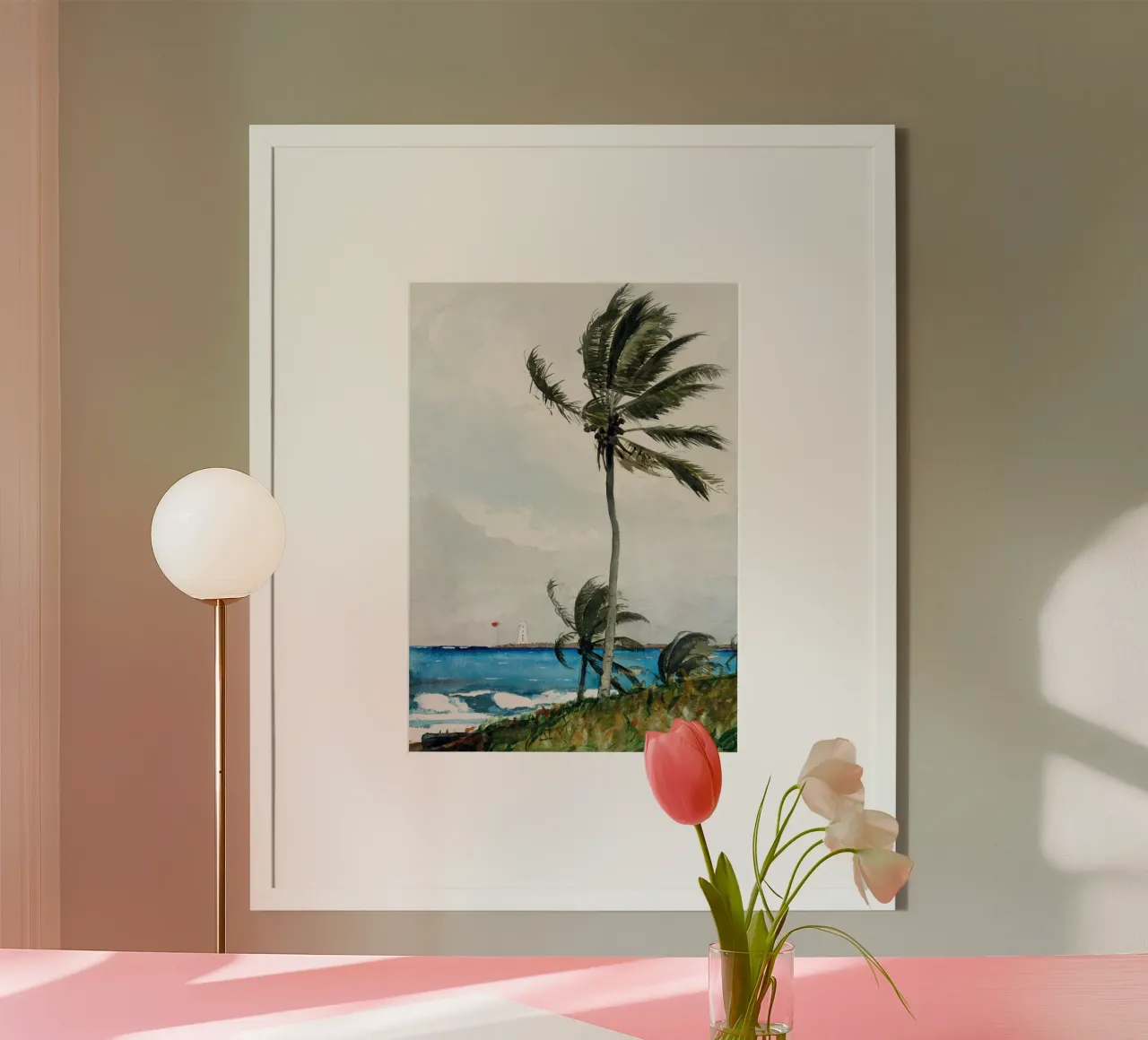Palm Tree, Nassau poster con telaio in plastica da vintageshop