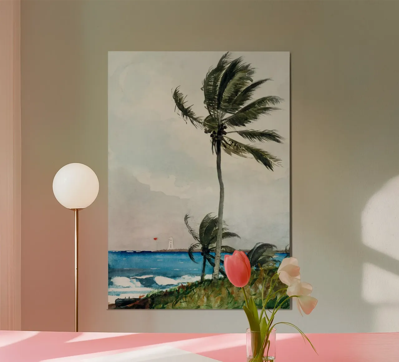 Palm Tree, Nassau poster con telaio in plastica da vintageshop
