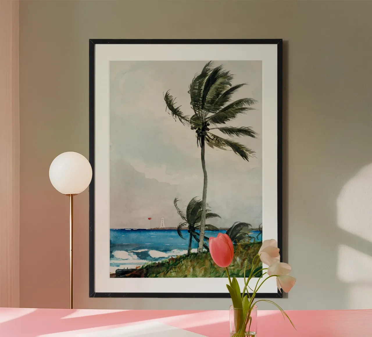 Palm Tree, Nassau poster con telaio in plastica da vintageshop