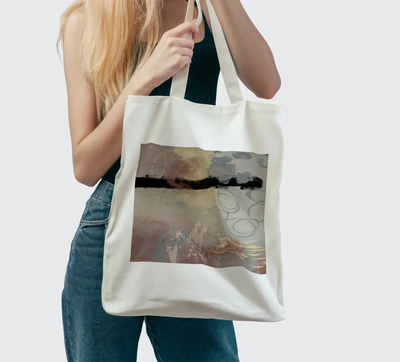 Modern abstract in soft colors borsa in juta da Imaginative