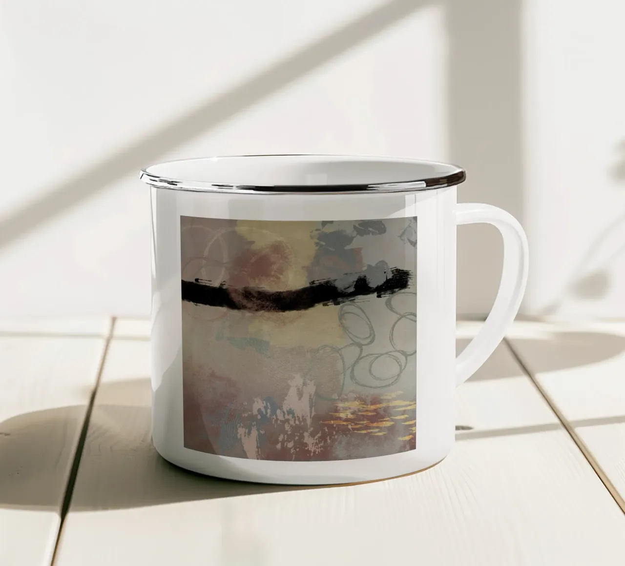 Modern abstract in soft colors emaille mok van Imaginative