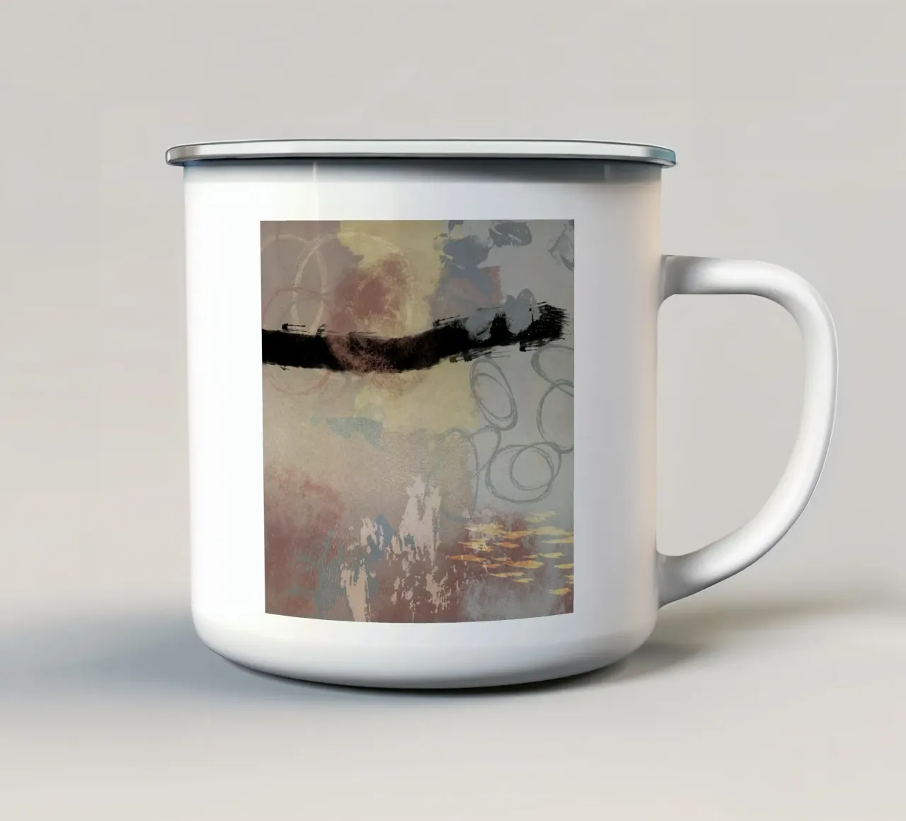 Modern abstract in soft colors emaille mok van Imaginative