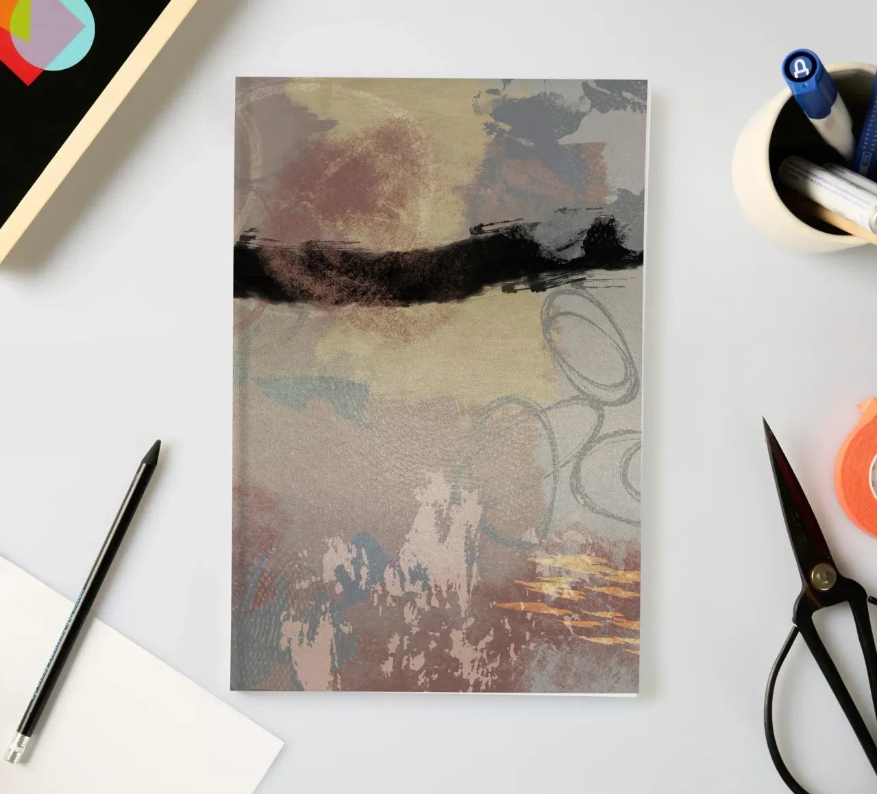 Modern abstract in soft colors notebook by Imaginative