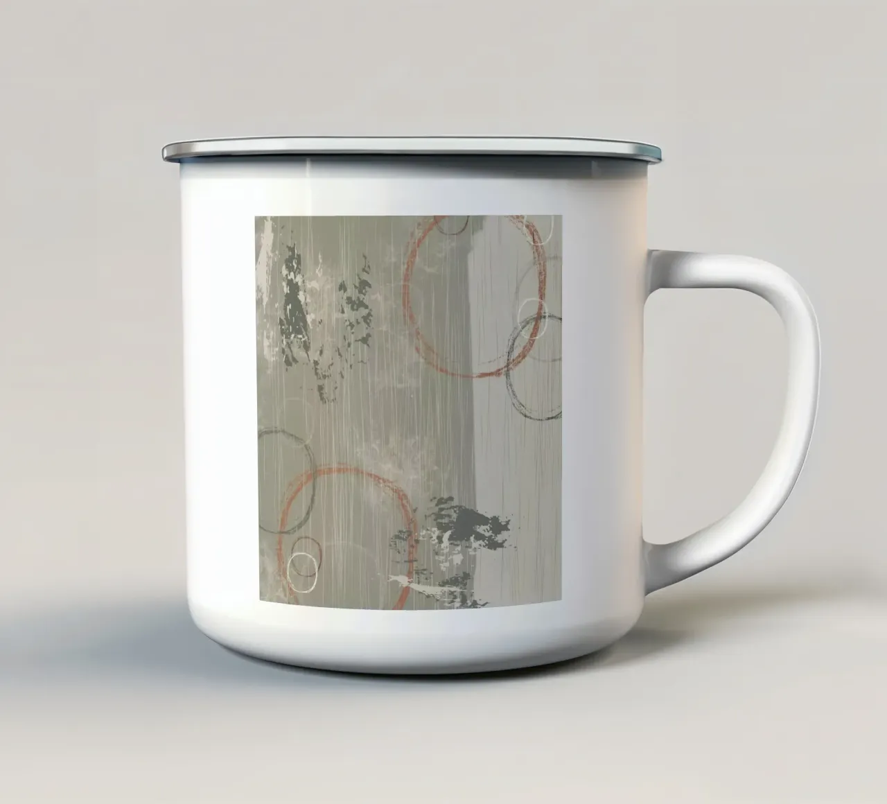 Forme e linee arrotondate moderne in colori tenui della terra tazza in smalto da Imaginative