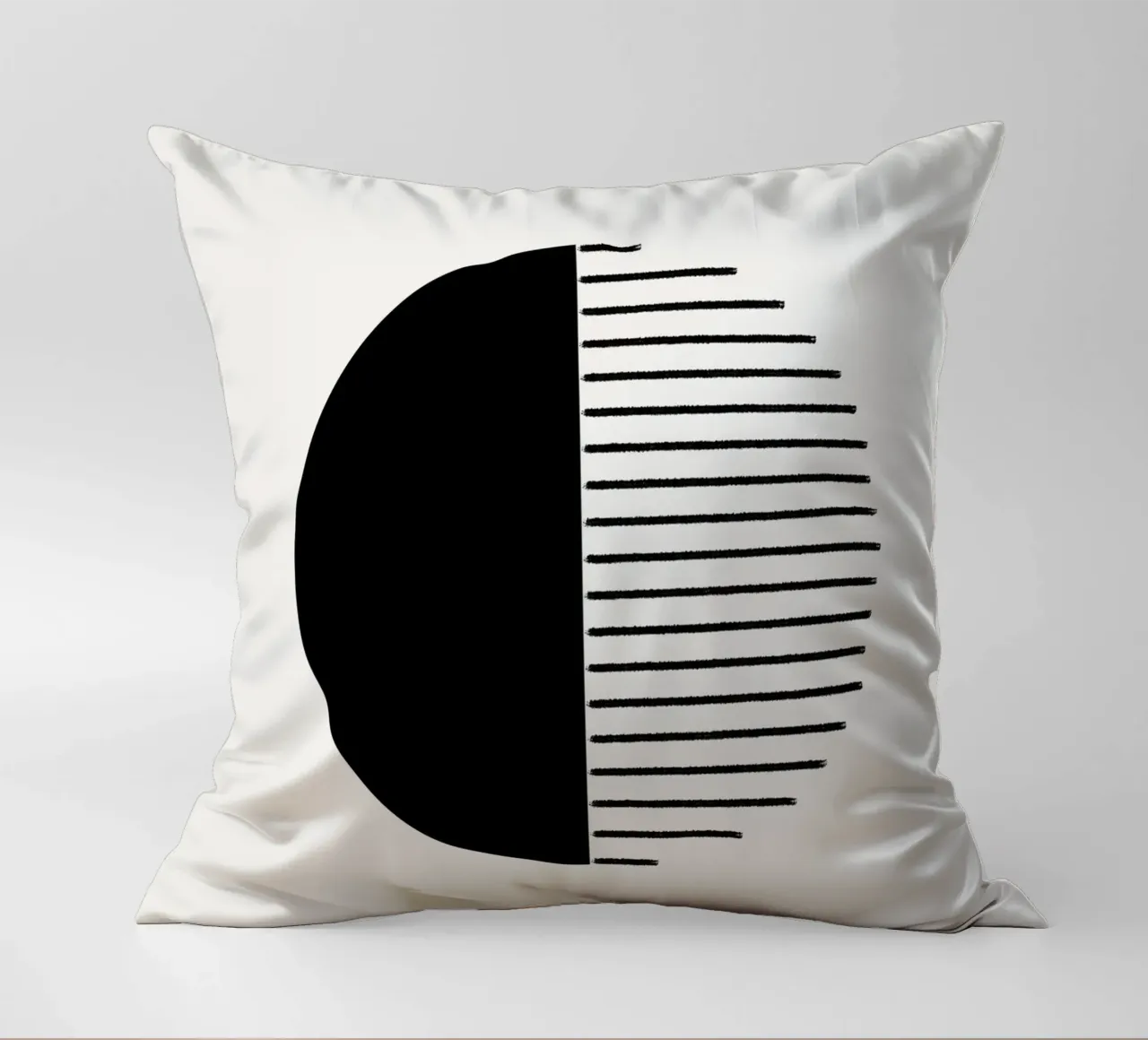 Minimalist geometric artwork with lines and circles in black cuscino da Imaginative