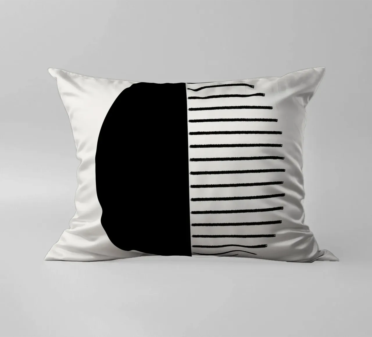 Minimalist geometric artwork with lines and circles in black cuscino da Imaginative