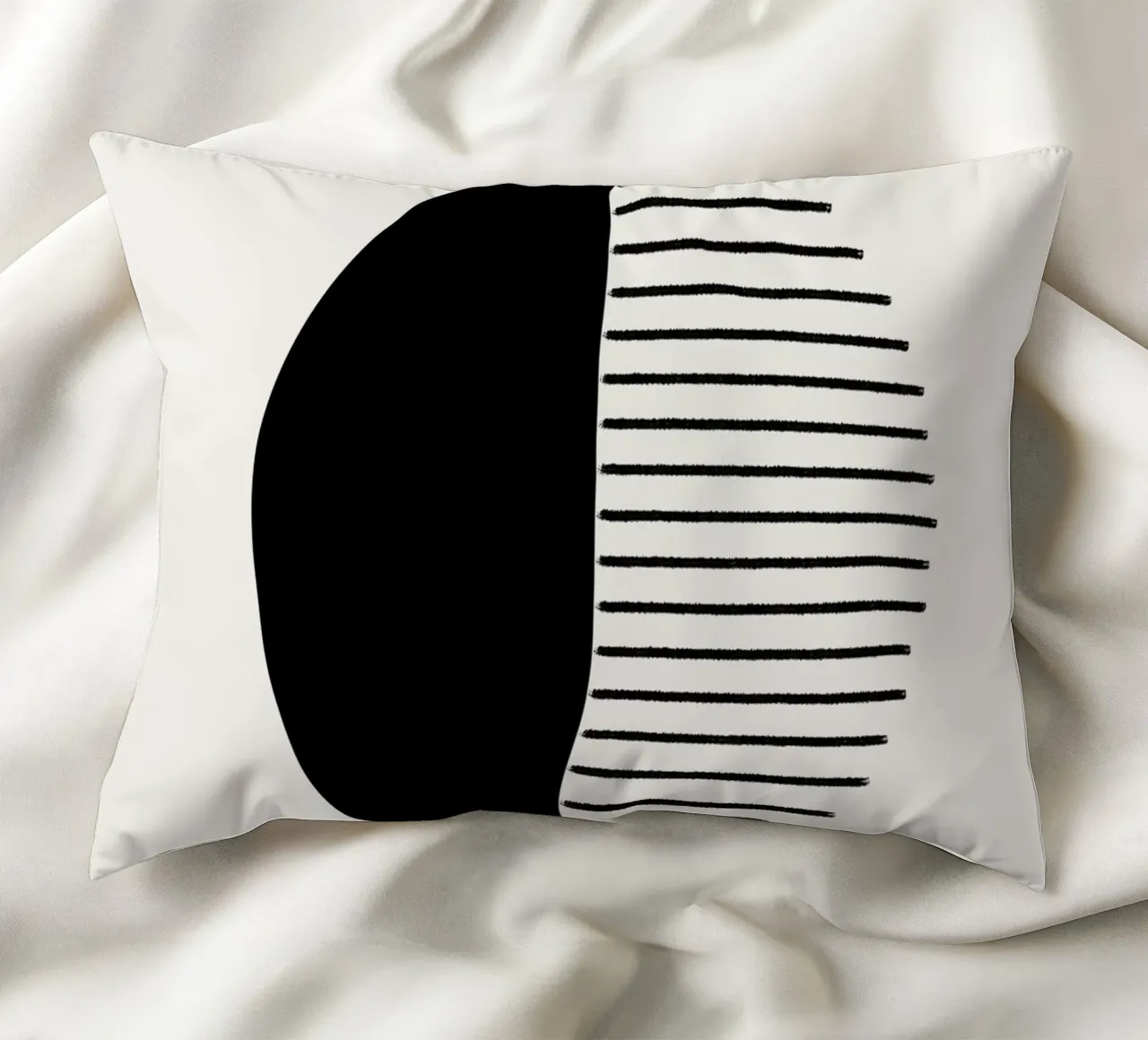 Minimalist geometric artwork with lines and circles in black cuscino da Imaginative
