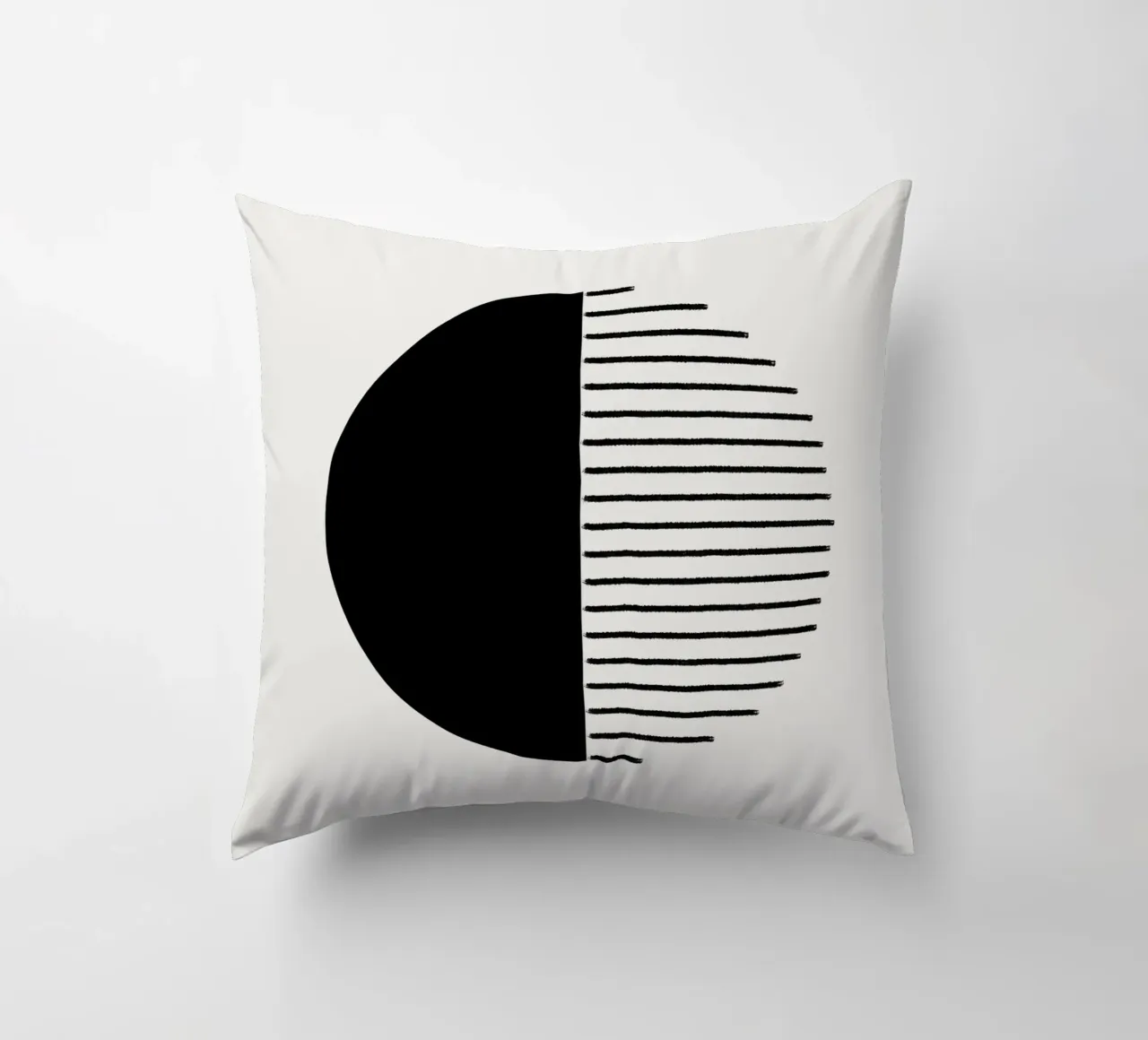 Minimalist geometric artwork with lines and circles in black cuscino da Imaginative