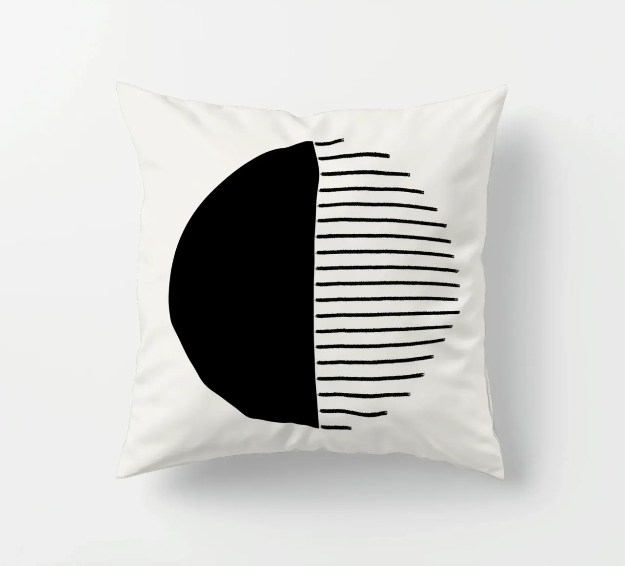 Minimalist geometric artwork with lines and circles in black cuscino da Imaginative