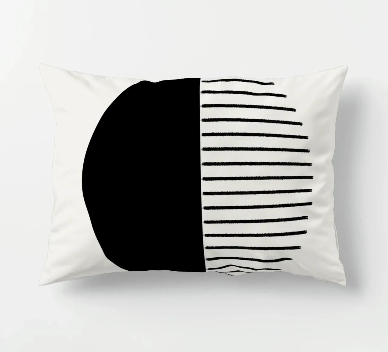 Minimalist geometric artwork with lines and circles in black cuscino da Imaginative
