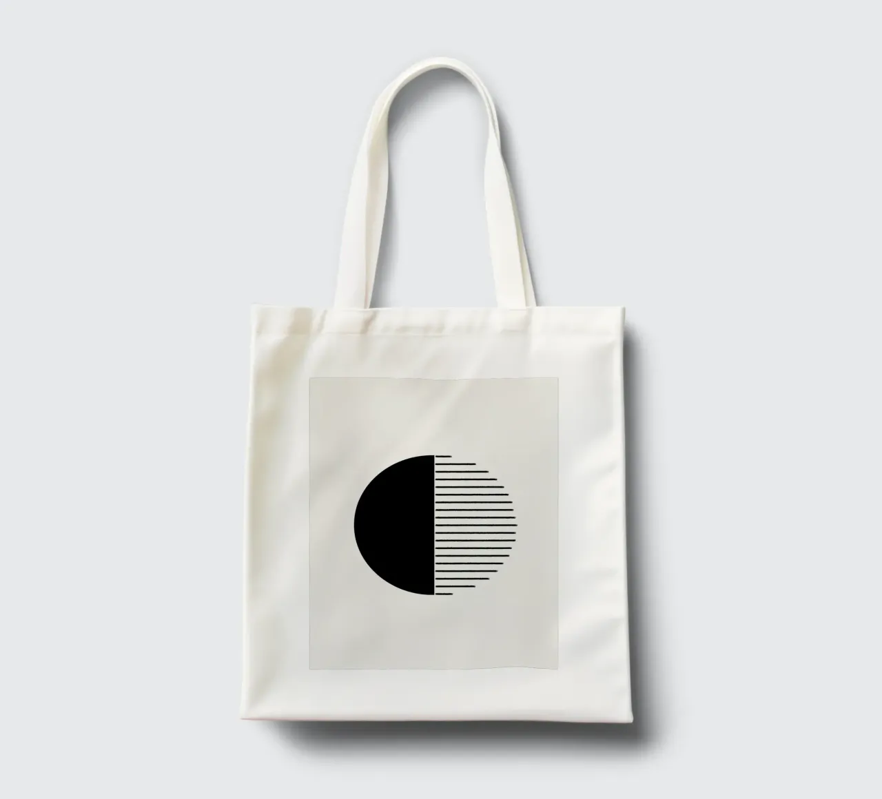 Minimalist geometric artwork with lines and circles in black borsa in juta da Imaginative