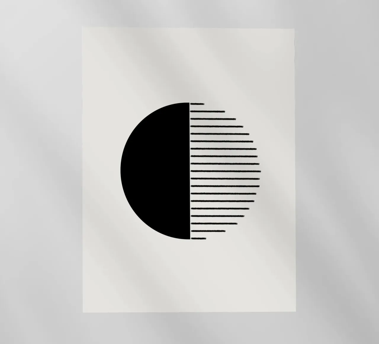 Minimalist geometric artwork with lines and circles in black lámina retroiluminada de Imaginative