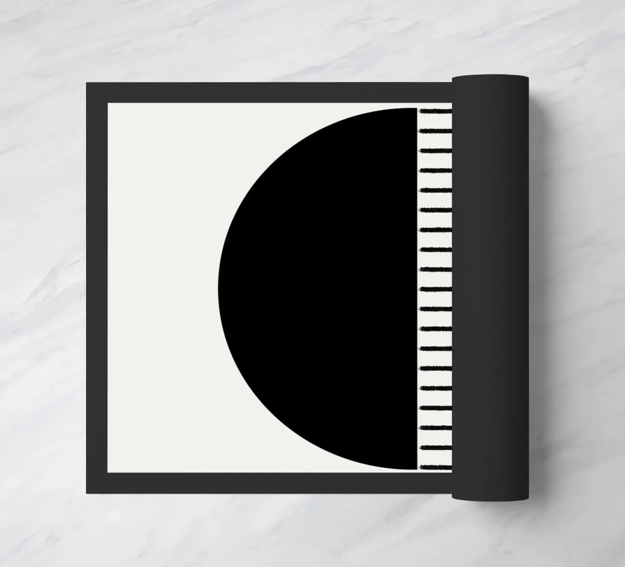 Minimalist geometric artwork with lines and circles in black felpudo de Imaginative