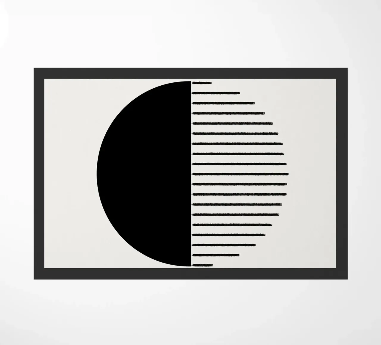 Minimalist geometric artwork with lines and circles in black felpudo de Imaginative