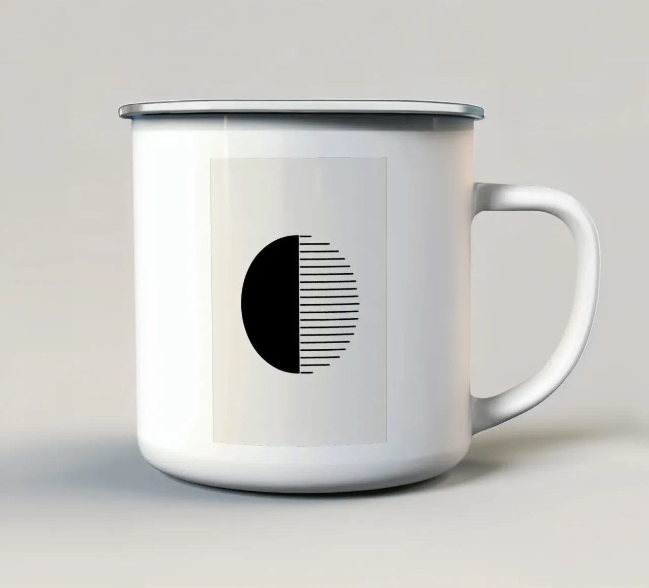 Minimalist geometric artwork with lines and circles in black tazza in smalto da Imaginative