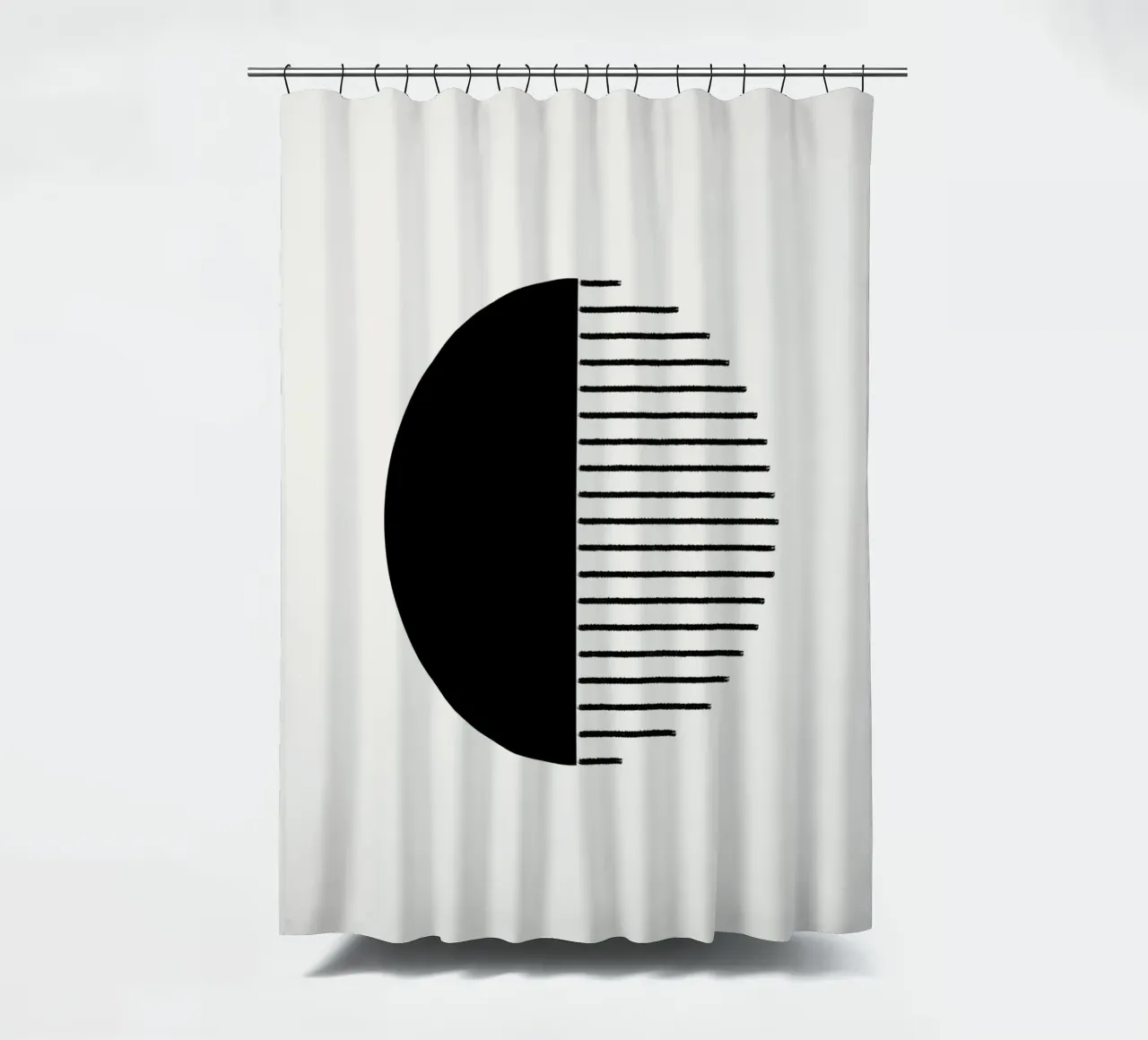 Minimalist geometric artwork with lines and circles in black Duschvorhang von Imaginative