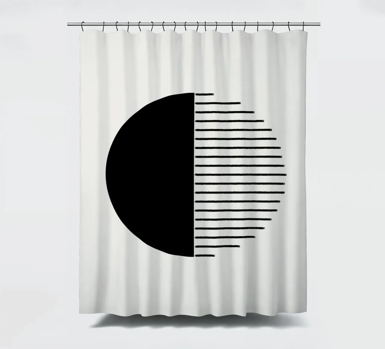 Minimalist geometric artwork with lines and circles in black Duschvorhang von Imaginative