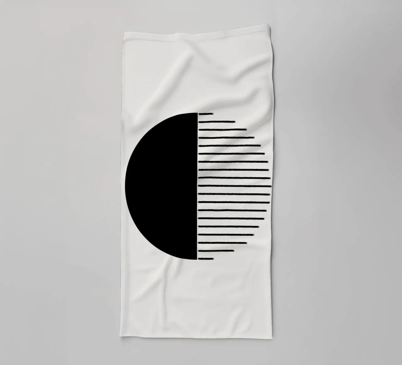 Minimalist geometric artwork with lines and circles in black serviette de bain de Imaginative