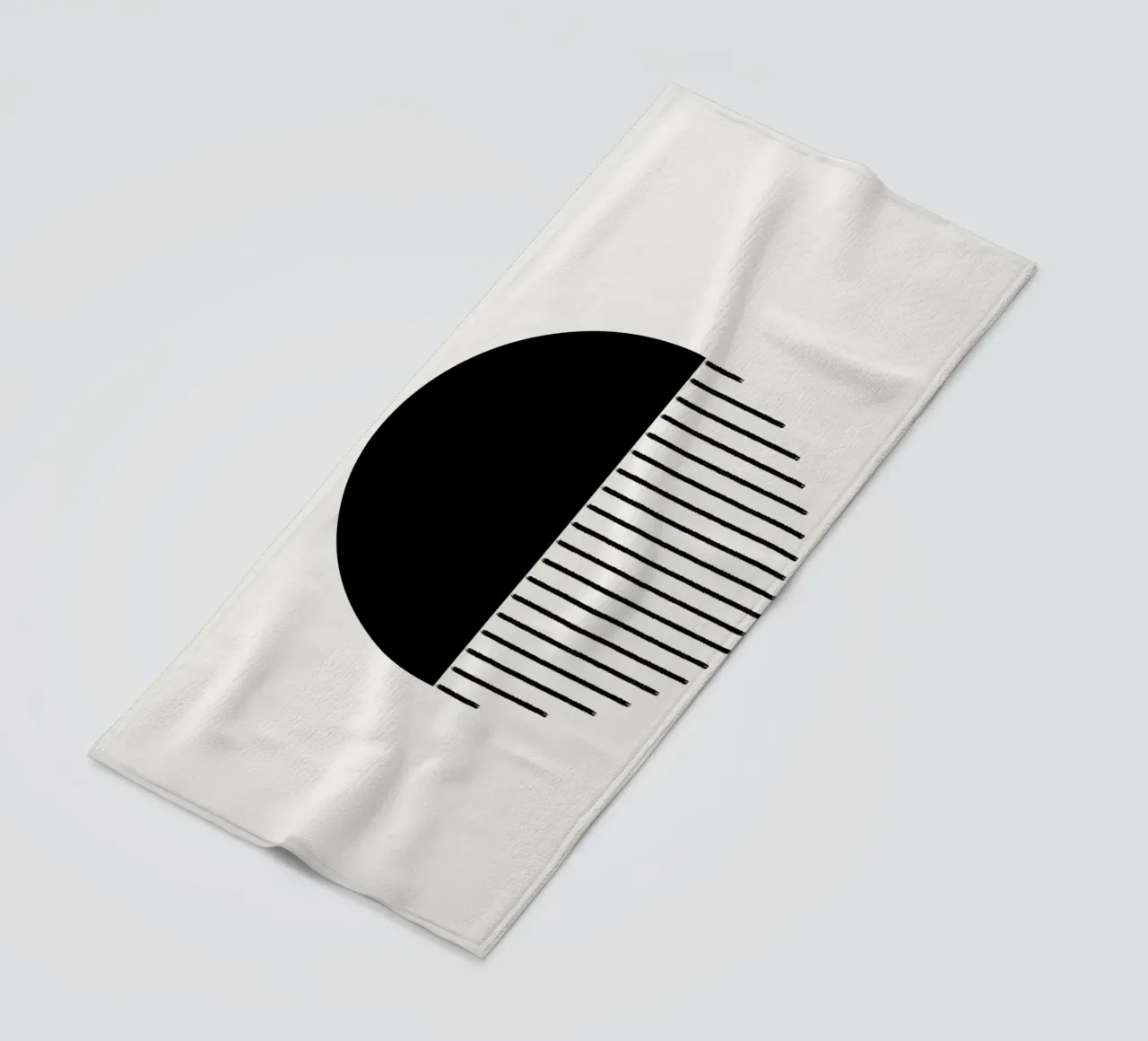 Minimalist geometric artwork with lines and circles in black telo mare da Imaginative