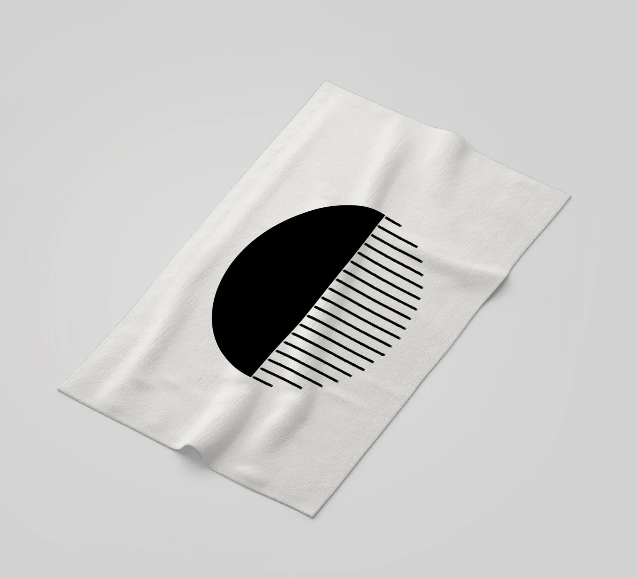 Minimalist geometric artwork with lines and circles in black telo mare da Imaginative