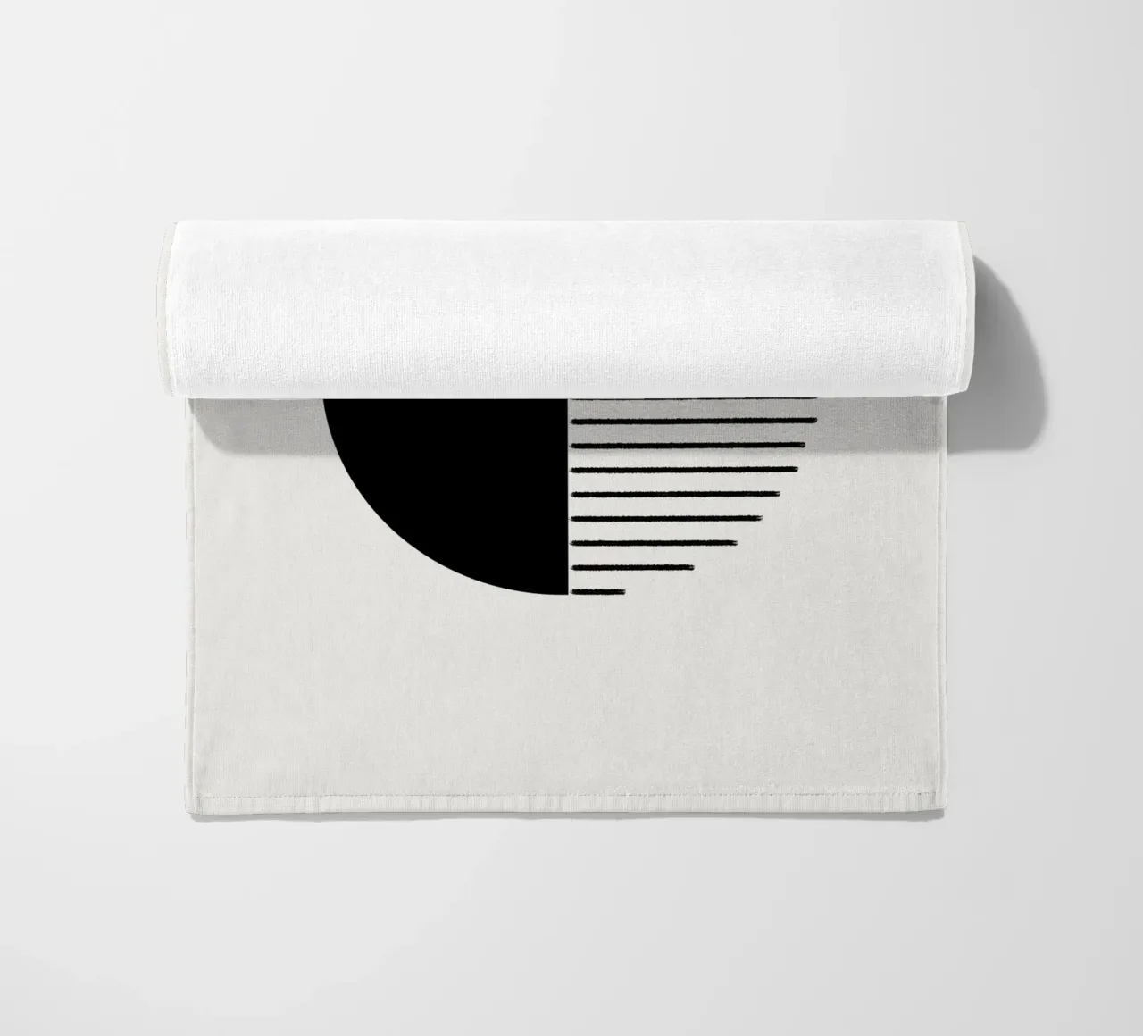 Minimalist geometric artwork with lines and circles in black telo mare da Imaginative