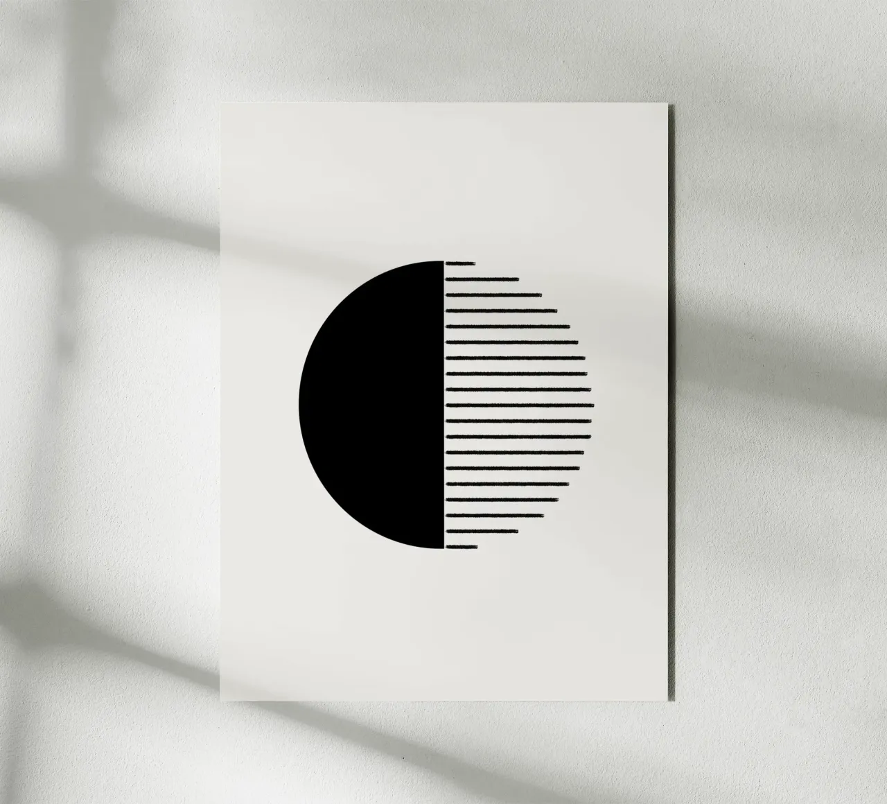 Minimalist geometric artwork with lines and circles in black aluminio dibond de Imaginative