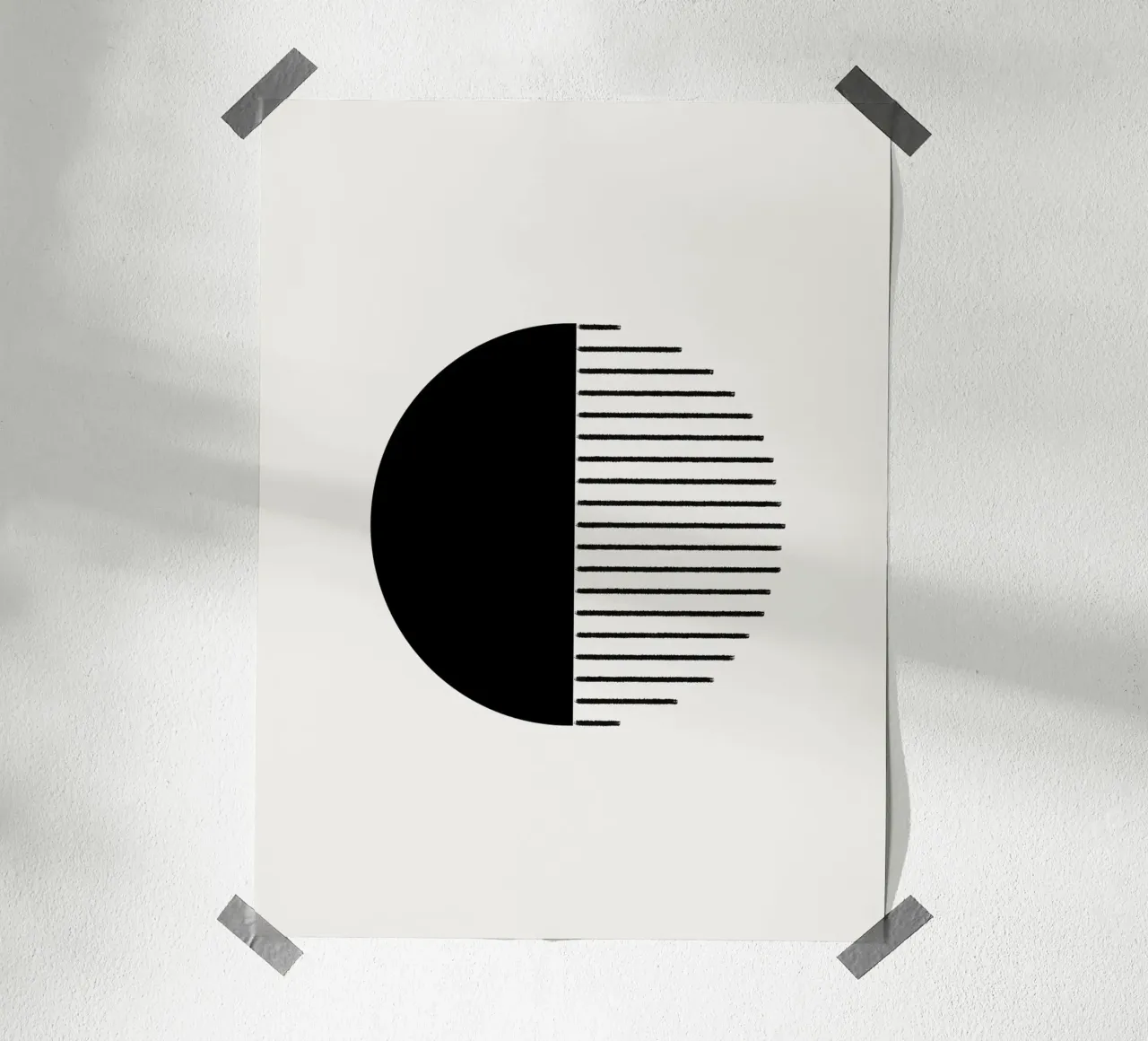 Minimalist geometric artwork with lines and circles in black hahnemühle de Imaginative