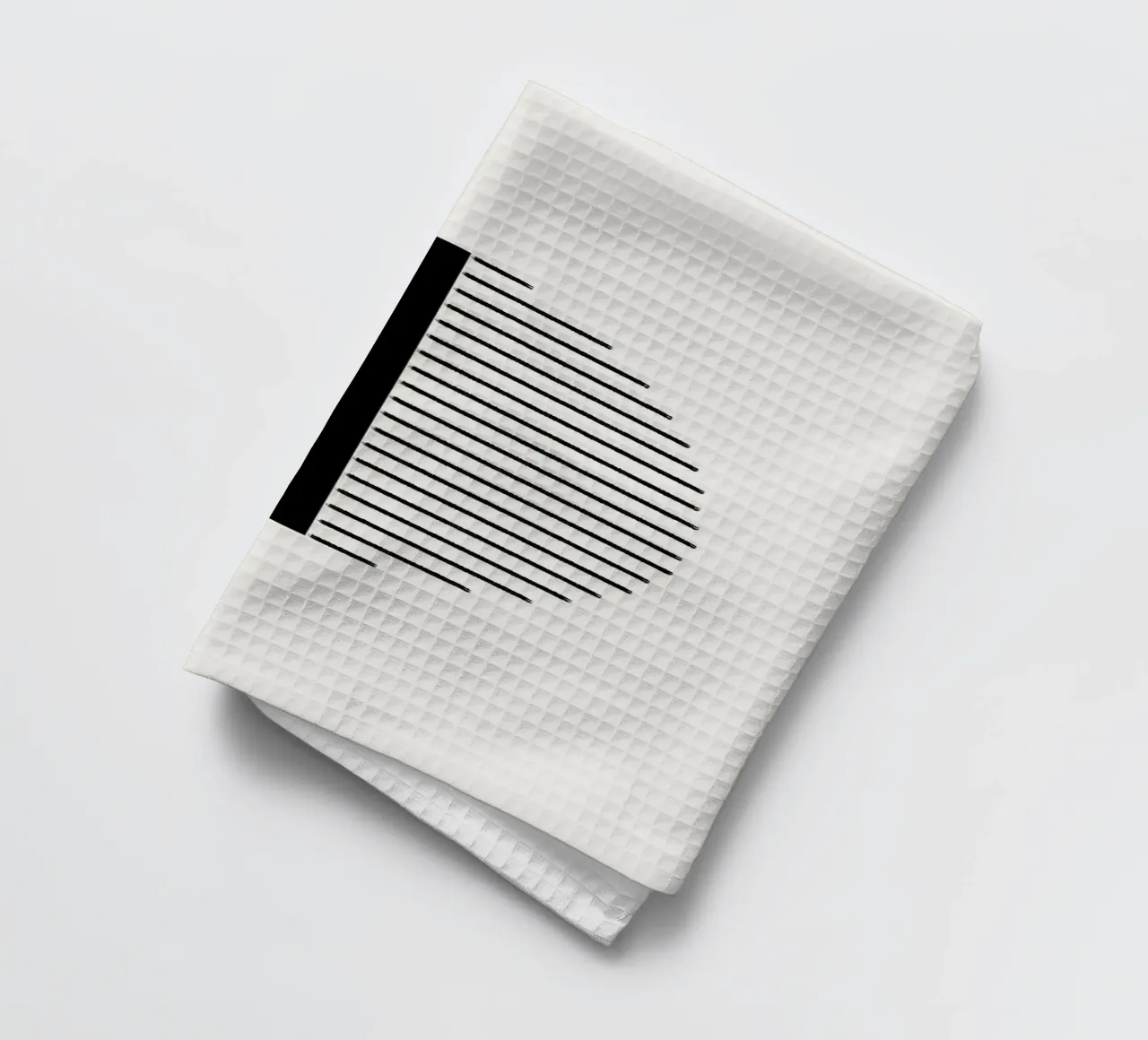 Minimalist geometric artwork with lines and circles in black theedoek van Imaginative