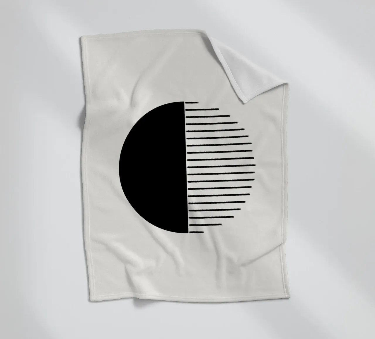 Minimalist geometric artwork with lines and circles in black fleecedeken van Imaginative