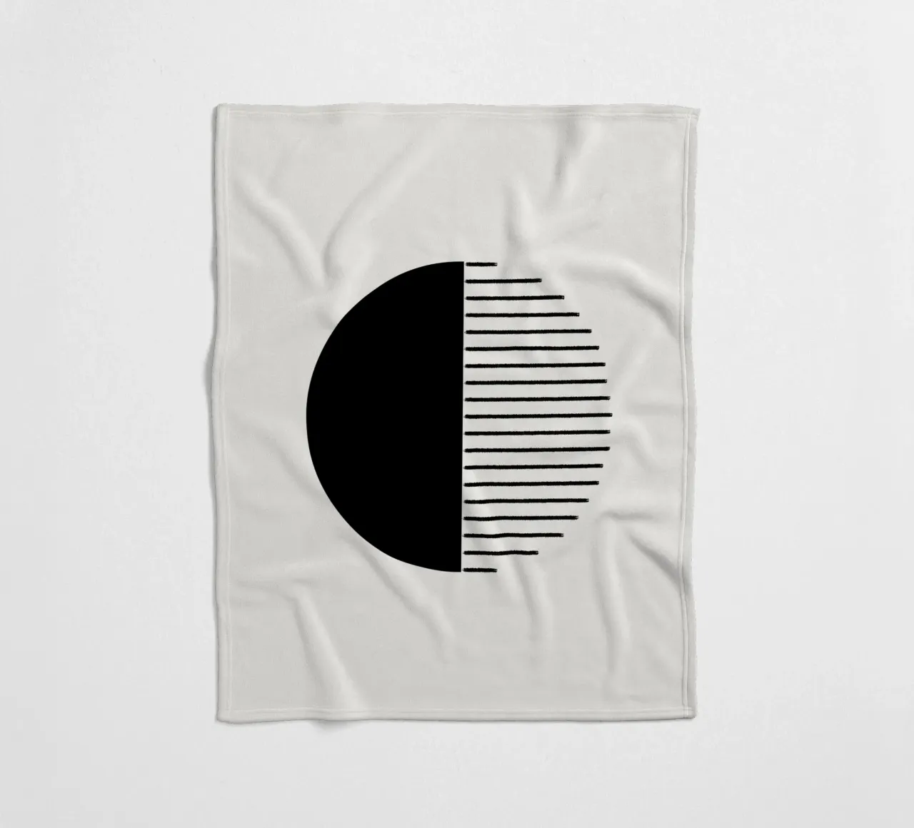 Minimalist geometric artwork with lines and circles in black fleecedeken van Imaginative