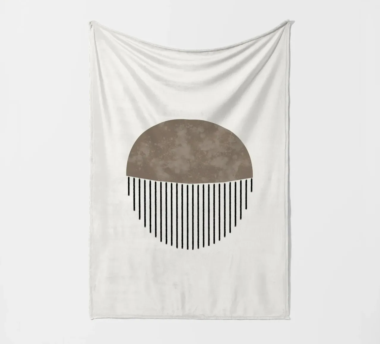Minimalist geometric artwork with lines and circles in brown coperta in pile da Imaginative