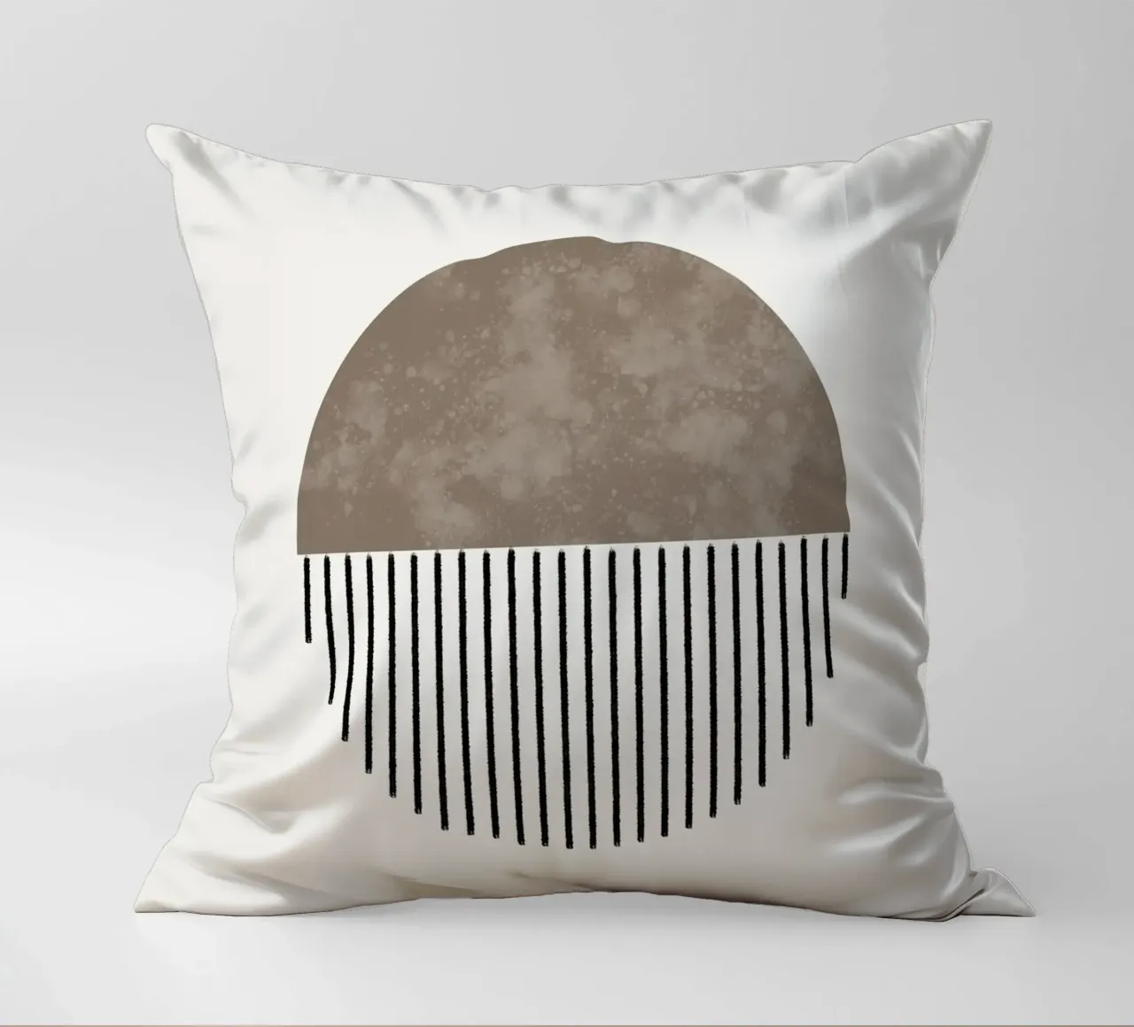 Minimalist geometric artwork with lines and circles in brown cuscino da Imaginative