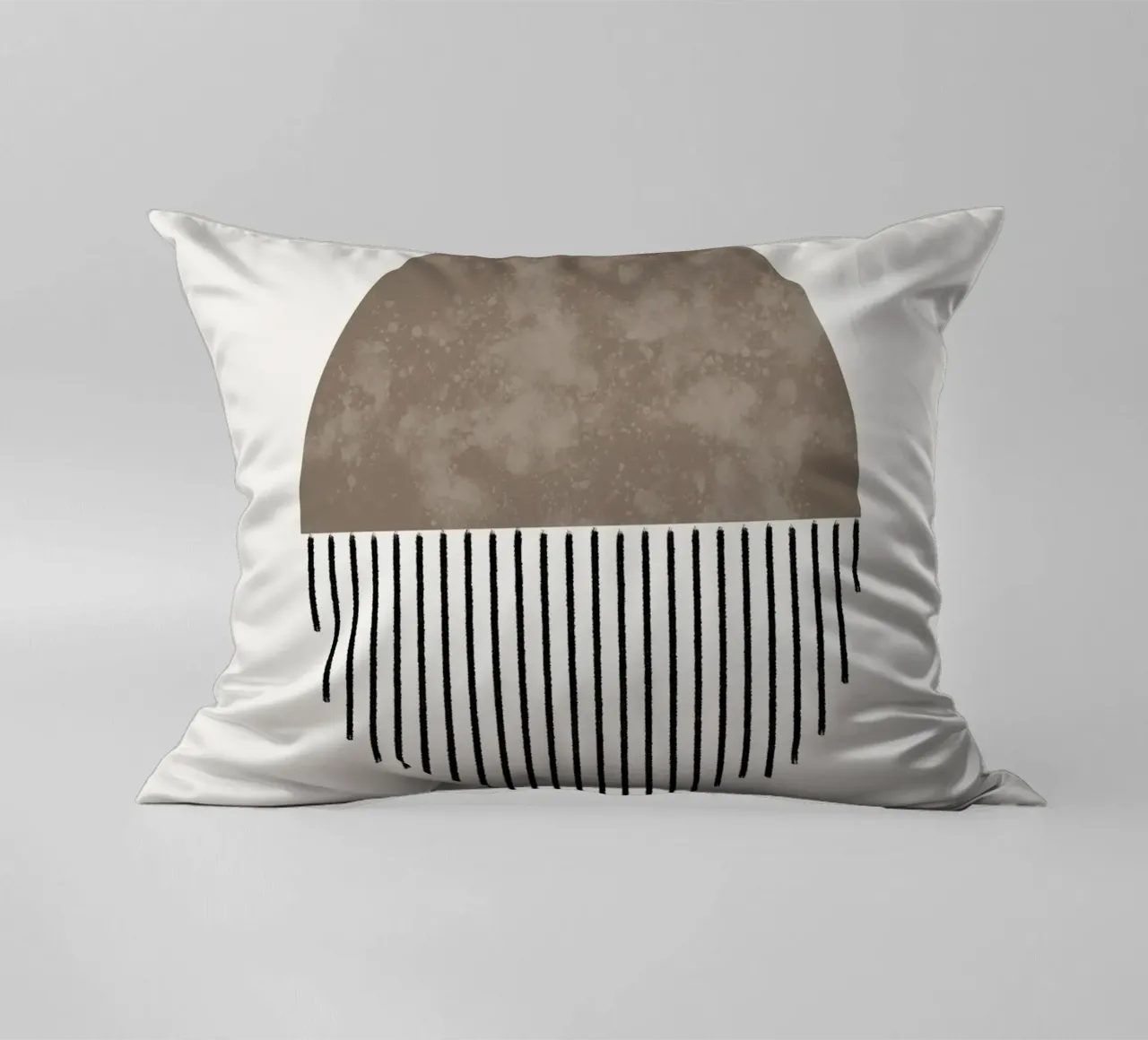 Minimalist geometric artwork with lines and circles in brown cuscino da Imaginative