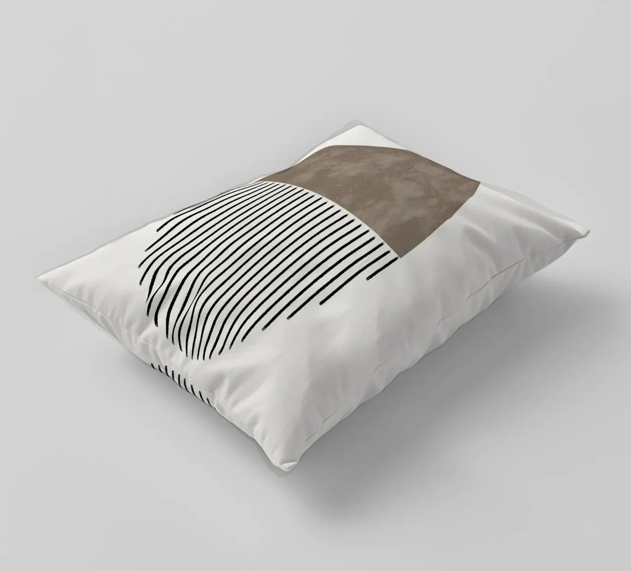 Minimalist geometric artwork with lines and circles in brown cuscino da Imaginative
