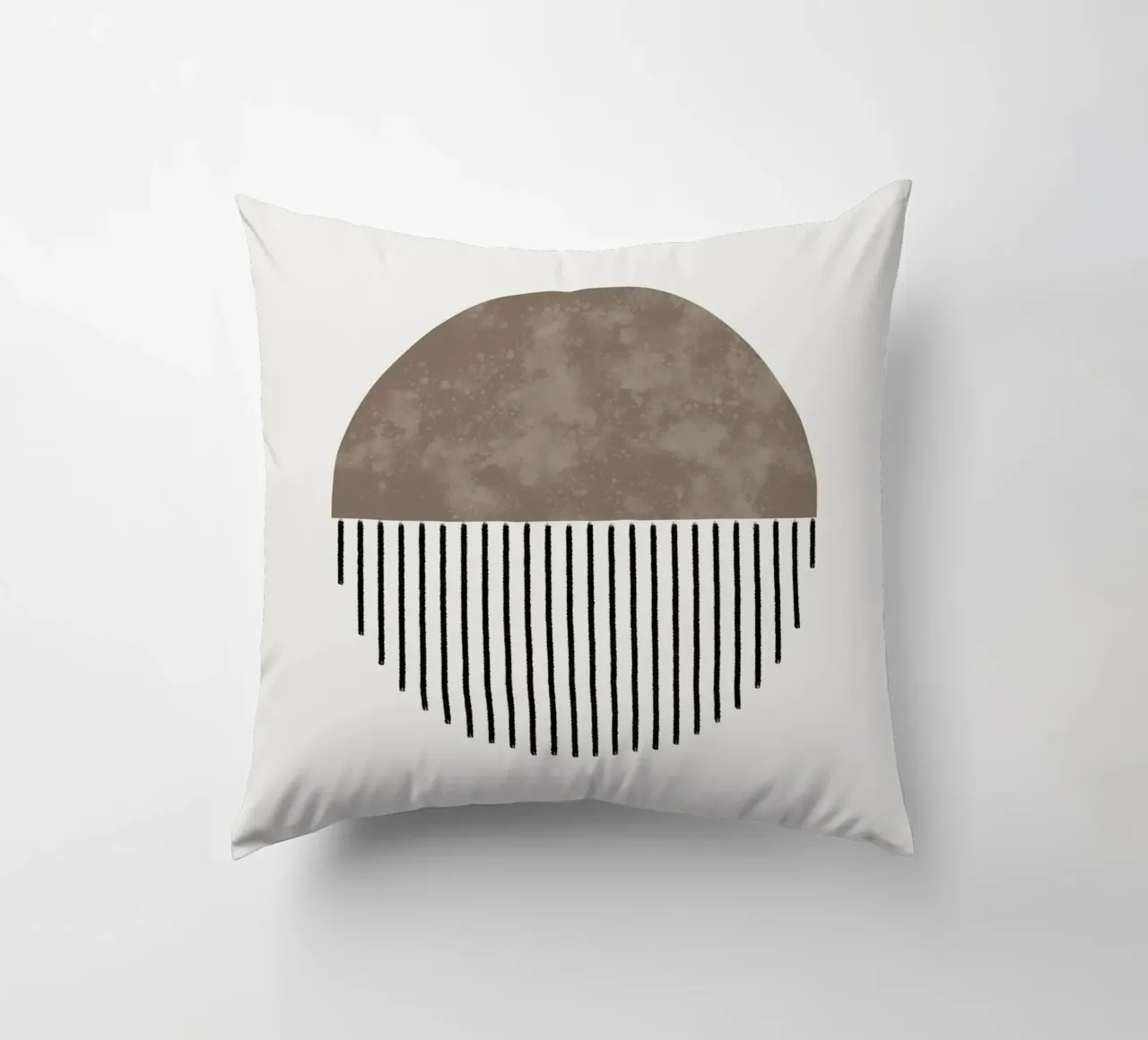 Minimalist geometric artwork with lines and circles in brown cuscino da Imaginative