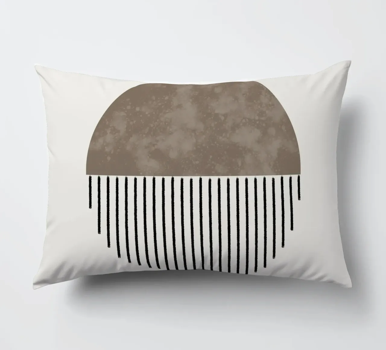 Minimalist geometric artwork with lines and circles in brown cuscino da Imaginative