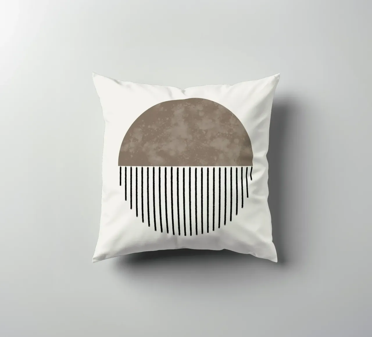 Minimalist geometric artwork with lines and circles in brown cuscino da Imaginative