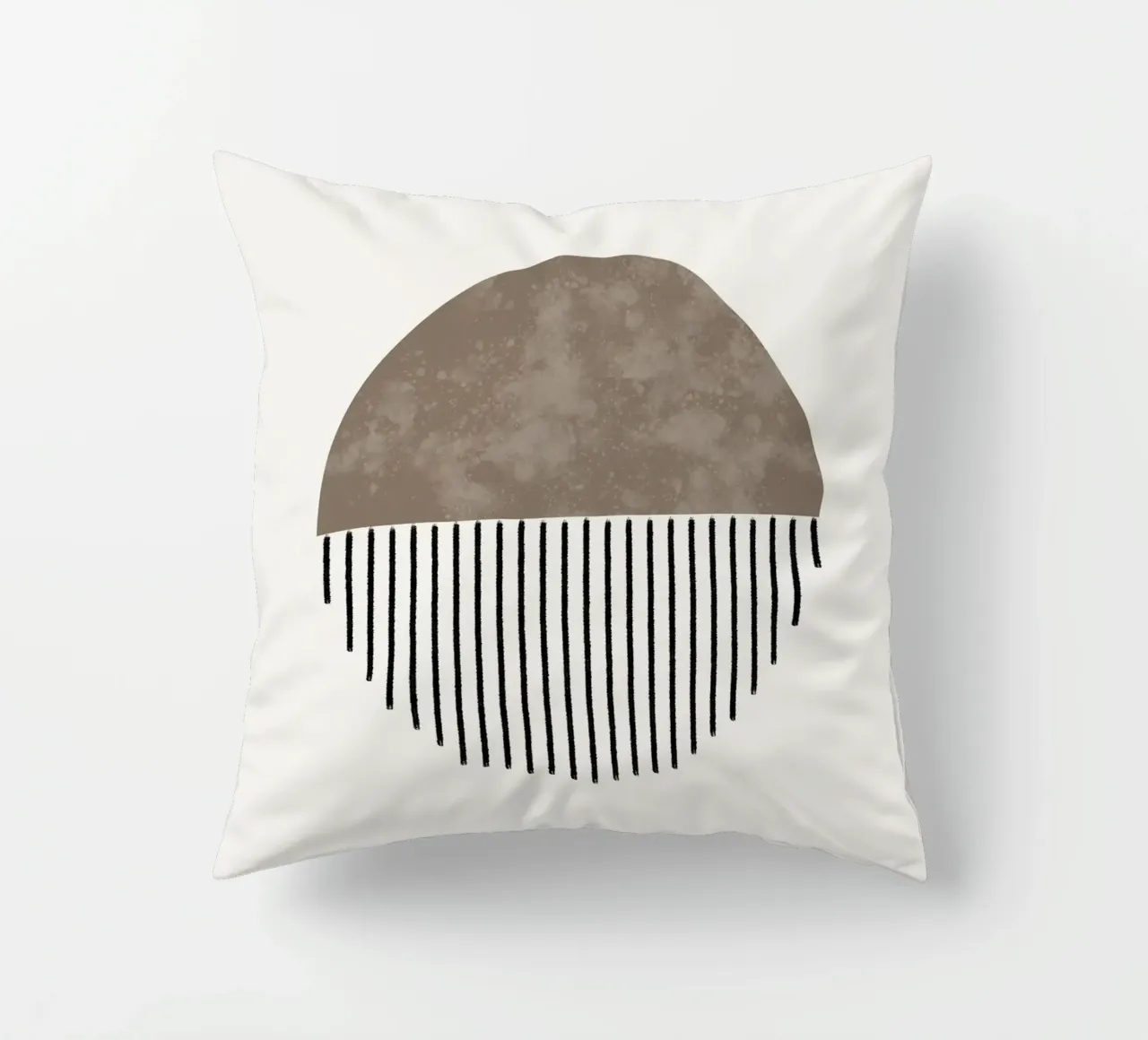 Minimalist geometric artwork with lines and circles in brown cuscino da Imaginative