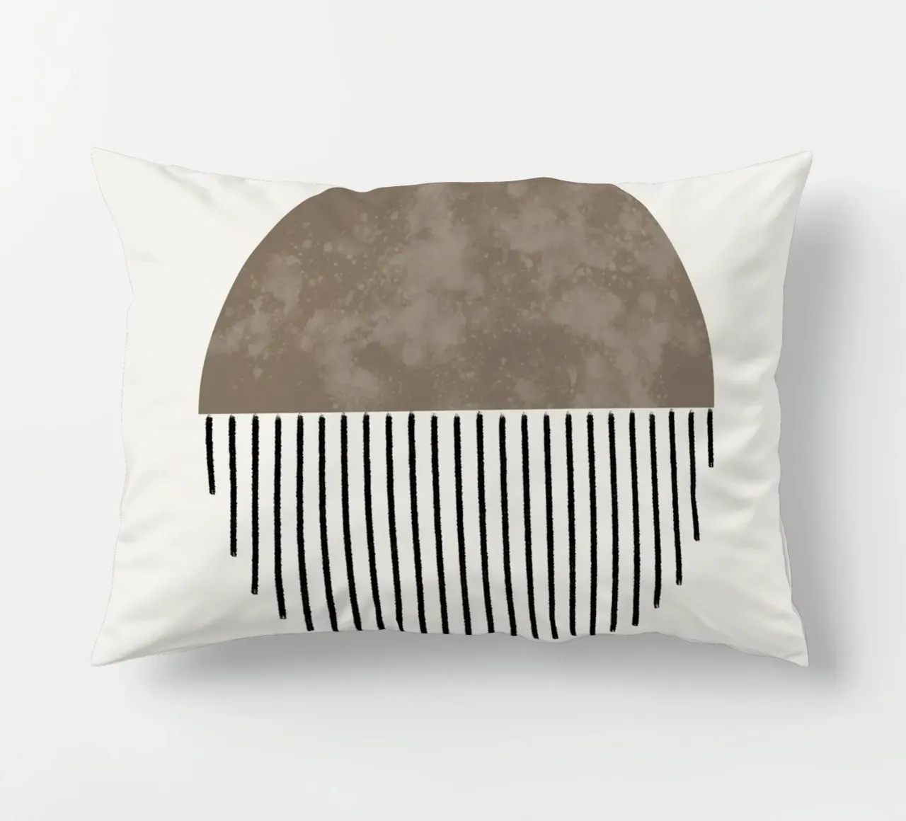 Minimalist geometric artwork with lines and circles in brown cuscino da Imaginative